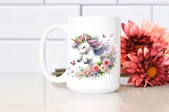 Cute Baby Unicorn Spring Petals Clipart Product Image 2