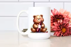 Washed Watercolor Funny Cute Bear Sublimation Clipart Product Image 2