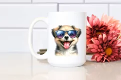 Vibrant Puppy Watercolor Sticker Clipart Product Image 2