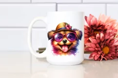 Vibrant Puppy Watercolor Sticker Clipart Product Image 2