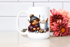 Highland Cow with Hot Cocoa PNG Product Image 2