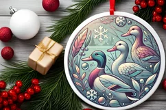 Round Christmas Ornament Sublimation|Clipart Product Image 1