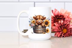 Cute Baby Highland Cow with Sunflower PNG Product Image 2