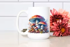 Detailed Mushroom Watercolor Splash PNG Product Image 2