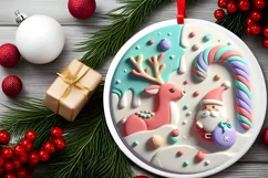 Round Christmas Ornament Sublimation|Clipart Product Image 2