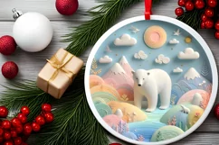 Round Christmas Ornament Sublimation|Clipart Product Image 2