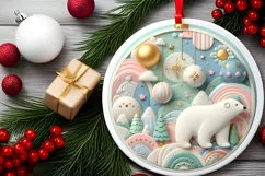 Round Christmas Ornament Sublimation|Clipart Product Image 2