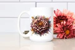 Abstract Shiny Zinnia Watercolor | Clipart Product Image 2