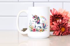 Colorful Watercolor Baby Unicorn | Sublimation Clipart Product Image 2