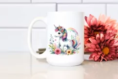 Colorful Watercolor Baby Unicorn | Sublimation Clipart Product Image 2