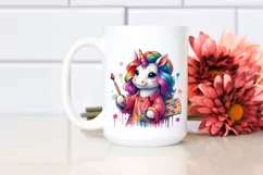 Colorful Baby Unicorn Painter's Smock PNG Product Image 2