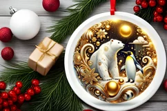 Round Christmas Ornament Sublimation|Clipart Product Image 1