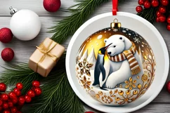 Round Christmas Ornament Sublimation|Clipart Product Image 1