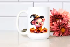Cute Pig for Halloween Scene | Watercolor Clipart Product Image 2