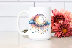 Colorfull Half Moon with Sunflowers PNG Product Image 2