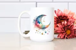 Colorfull Half Moon with Sunflowers PNG Product Image 2