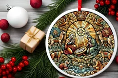 Round Christmas Ornament Sublimation|Clipart Product Image 1