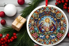 Round Christmas Ornament Sublimation|Clipart Product Image 1