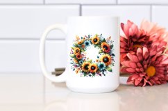 Colorful Abstract Watercolor Whreath Sunflower Clipart Product Image 2