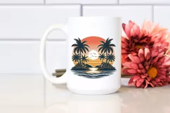 Vintage Tropical Island Sunset Sublimation Clipart Product Image 2