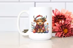 Highland Cow with Christmas Ornaments PNG Product Image 2