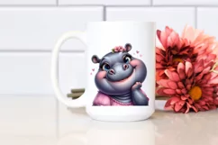 Detailed Hippo Diva Look Watercolor Clipart Product Image 2