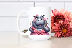 Detailed Hippo Diva Look Watercolor Clipart Product Image 2