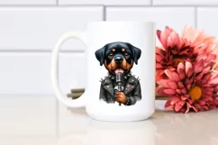Watercolor Rottweiler Punk Singer Caricature | Sublimation Product Image 2