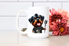 Watercolor Rottweiler Punk Singer Caricature | Sublimation Product Image 2