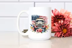 USA Flag Vintage Bus Clipart Product Image 2