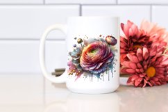 Abstract Shiny Ranunculus Golden Watercolor Splash Clipart Product Image 2