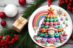 Round Christmas Ornament Sublimation|Clipart Product Image 1