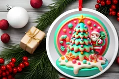 Round Christmas Ornament Sublimation|Clipart Product Image 1