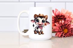 Watercolor Baby Cow Big Eyes with Hat Clipart Product Image 2