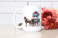 Vintage Horse Wagon Balloons Watercolor Product Image 2