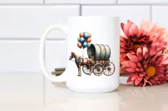 Vintage Horse Wagon with Balloons Clipart Product Image 2