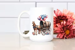 Vintage Horse Wagon Balloons Watercolor Product Image 2