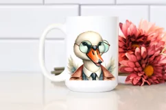 Funny Retro Swan Boho Watercolor | Sublimation Clipart Product Image 2