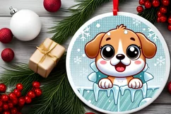 Round Christmas Ornament Sublimation|Clipart Product Image 1