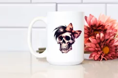 Skull with Hair and Bow, Transparent PNG Product Image 2