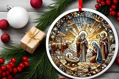 Round Christmas Ornament Sublimation|Clipart Product Image 1