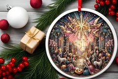 Round Christmas Ornament Sublimation|Clipart Product Image 2