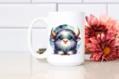 Colorful Musk Ox Moon Watercolor | Clipart Product Image 2