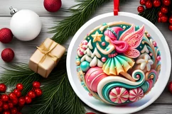 Round Christmas Ornament Sublimation|Clipart Product Image 1