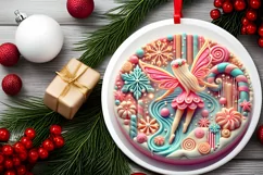 Round Christmas Ornament Sublimation|Clipart Product Image 1