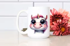 Expressive Funny Baby Face Unicorn, PNG Product Image 2