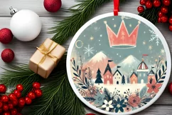 Round Christmas Ornament Sublimation|Clipart Product Image 1