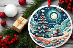 Round Christmas Ornament Sublimation|Clipart Product Image 2