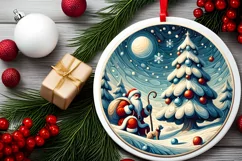 Round Christmas Ornament Sublimation|Clipart Product Image 2