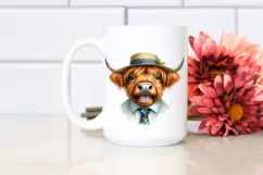 Cow Highland Cow Portrait with Sun Hat and Tie Product Image 2